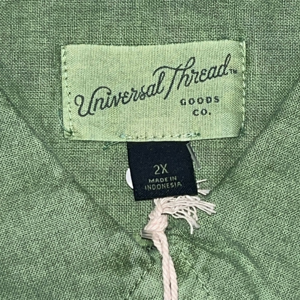 Women's Long Sleeve Classic Fit Button-Down Shirt by Universal Thread Green 2X - Picture 4 of 9